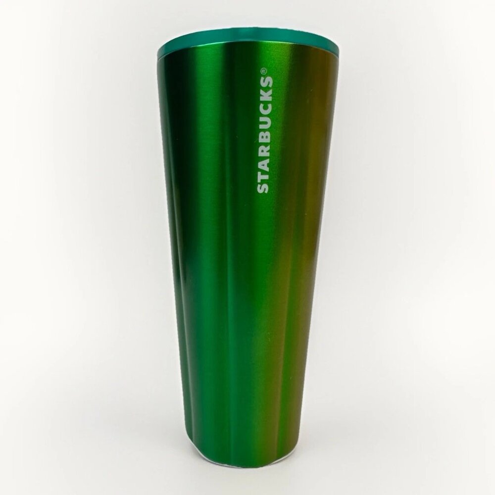 ☕💚 NEW Starbucks 24oz Brushed Stainless Steel Green-to-Yellow Gradient Tumbler